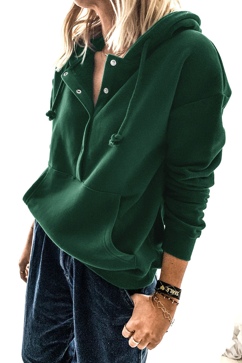 Fashion Casual Solid Patchwork Hooded Collar Tops