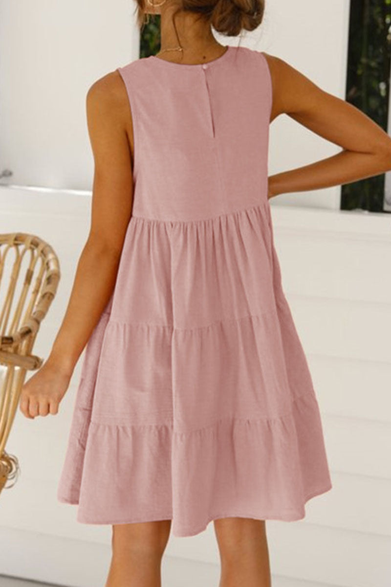 Fashion Casual Solid Split Joint O Neck Princess Dresses