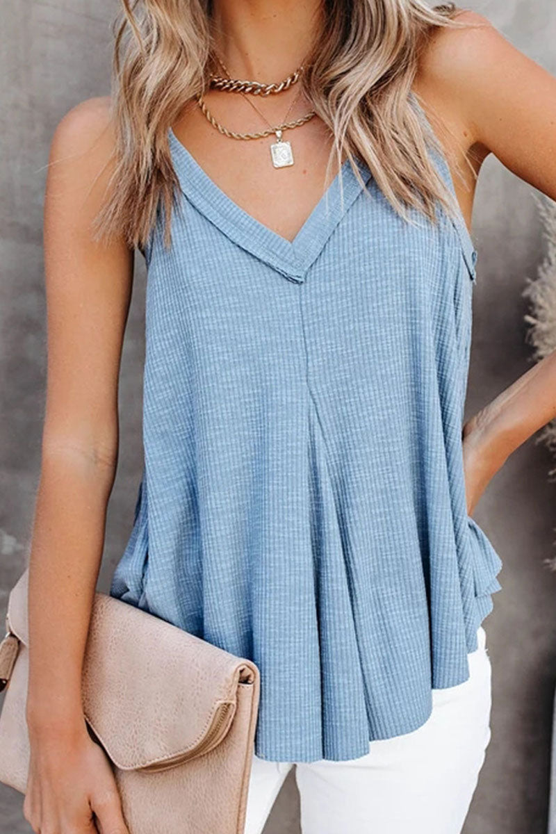 Fashion Casual Solid Patchwork V Neck Tops