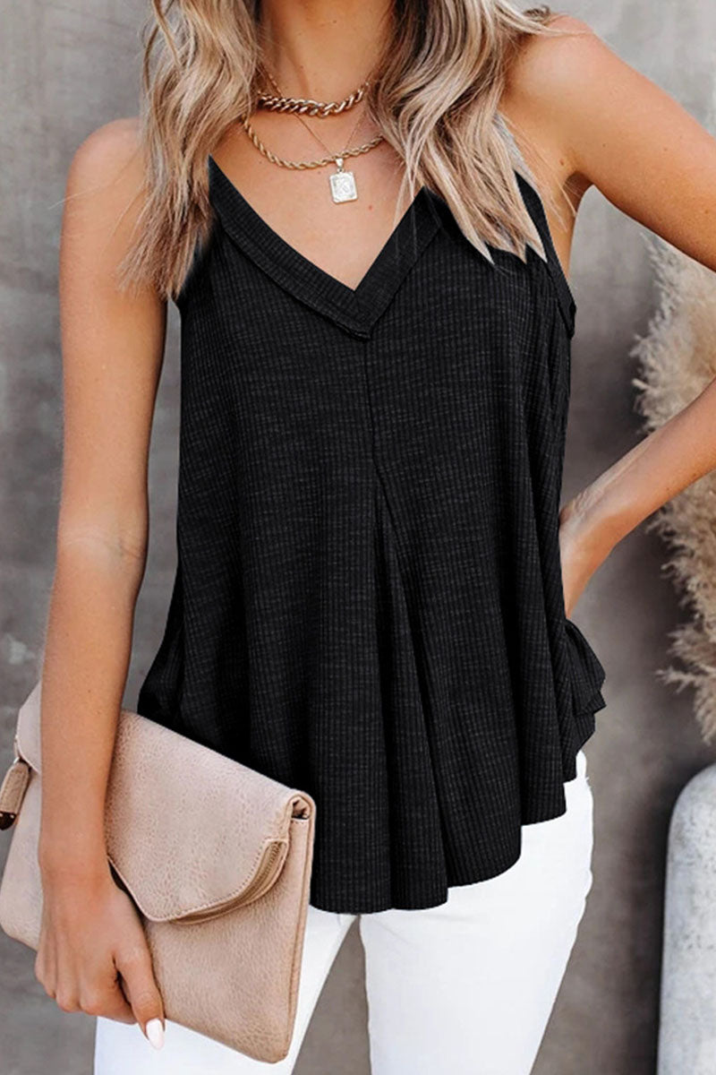 Fashion Casual Solid Patchwork V Neck Tops