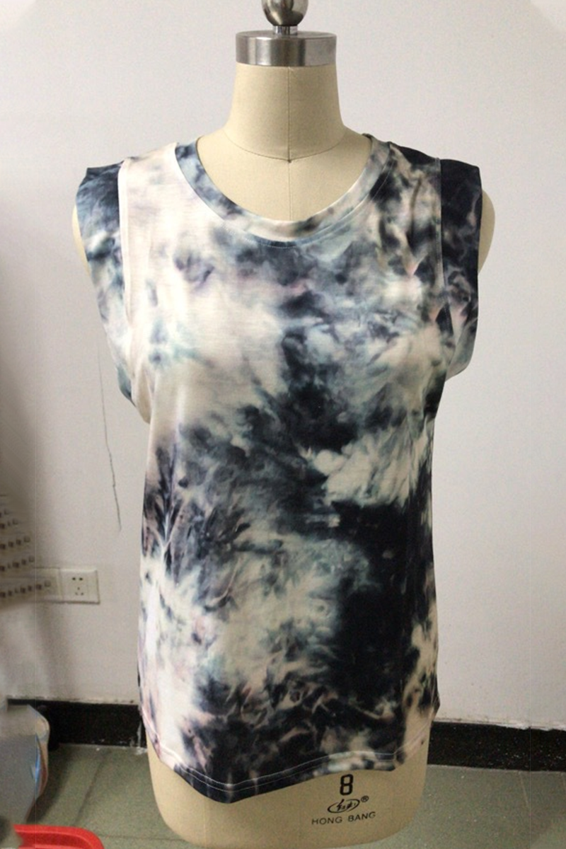 Casual Tie Dye Basic O Neck T-Shirts