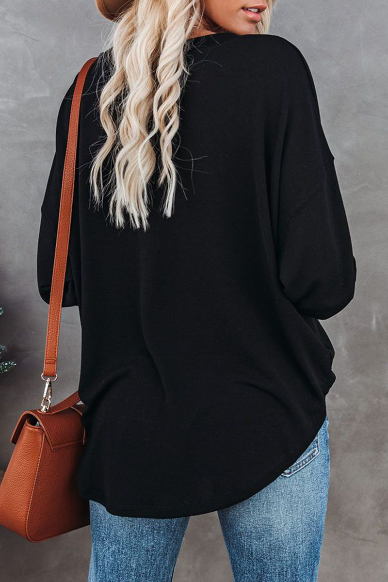 Casual Solid Buckle O Neck Tops(5 colors)