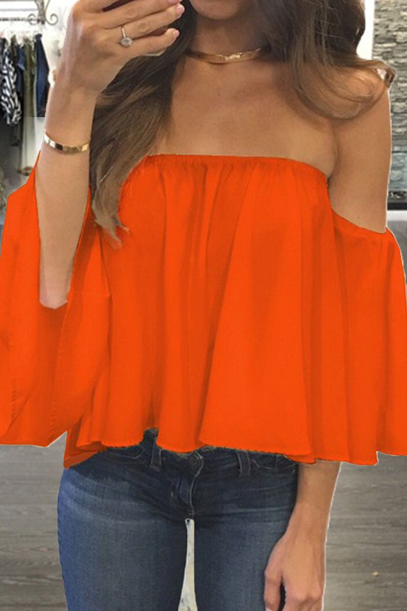 Fashion Casual Solid Patchwork Strapless Blouses(8 Colors)