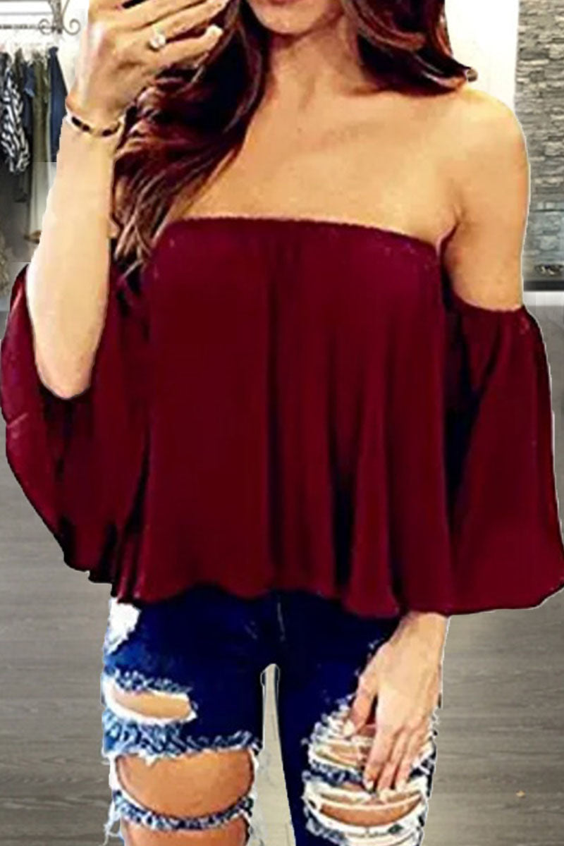 Fashion Casual Solid Patchwork Strapless Blouses(8 Colors)