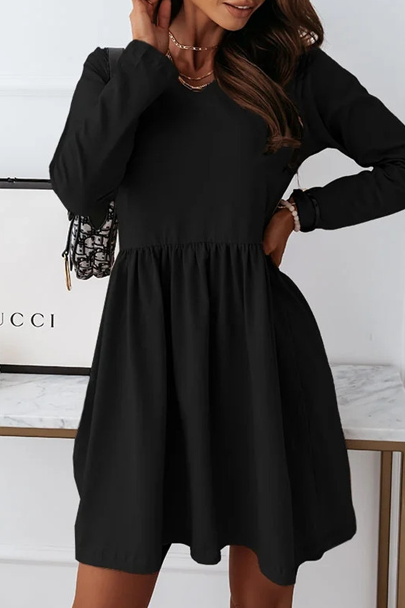 Casual Solid Split Joint V Neck A Line Dresses