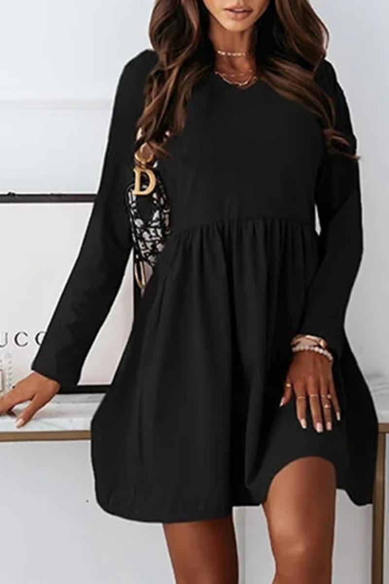 Casual Solid Split Joint V Neck A Line Dresses