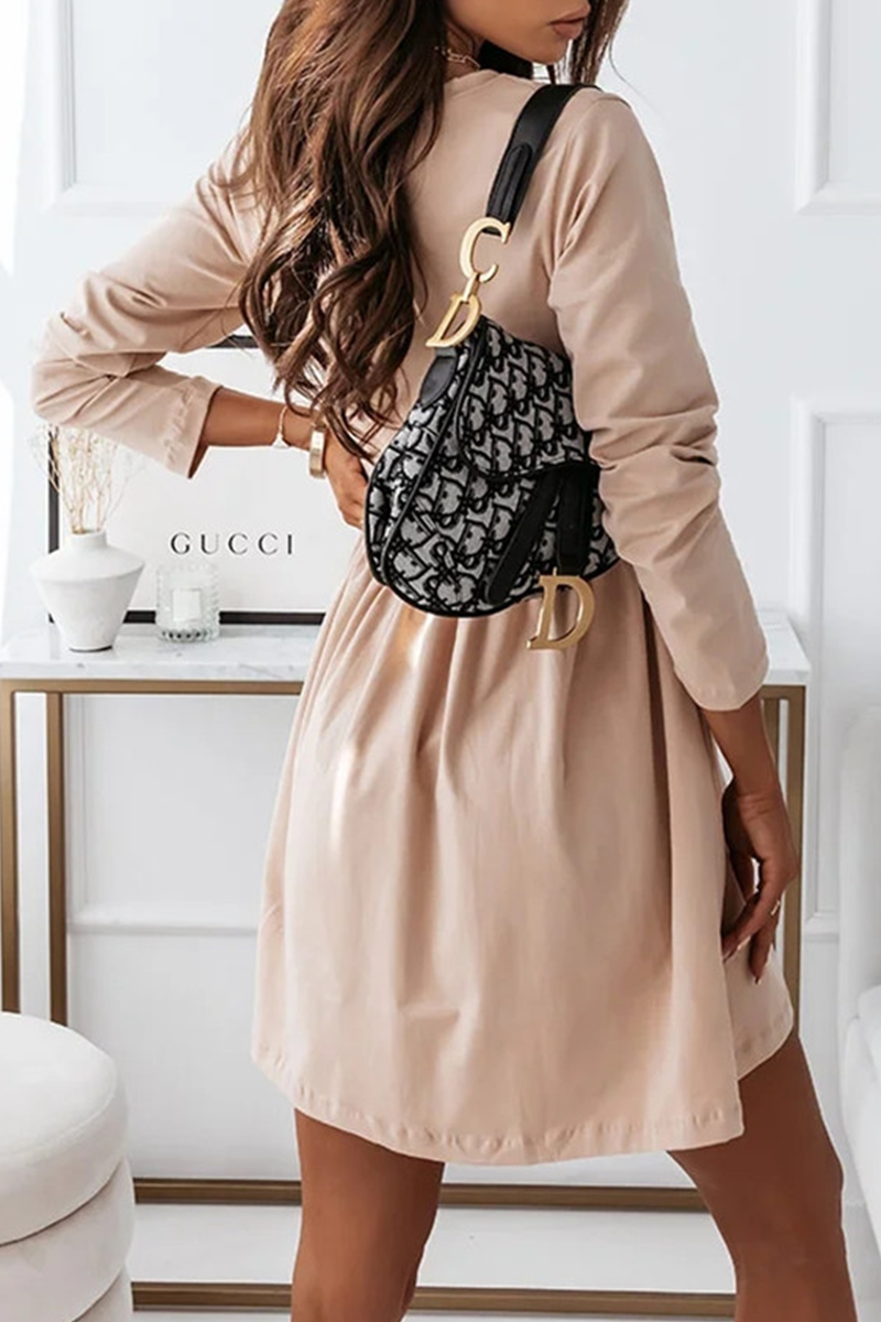 Casual Solid Split Joint V Neck A Line Dresses