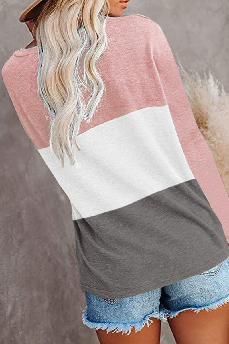 Casual Solid Split Joint O Neck T-Shirts(6 Colors)