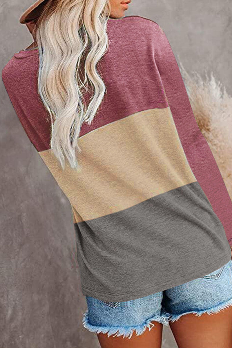 Casual Solid Split Joint O Neck T-Shirts(6 Colors)