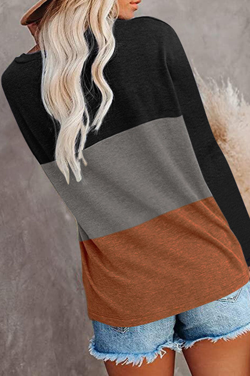 Casual Solid Split Joint O Neck T-Shirts(6 Colors)