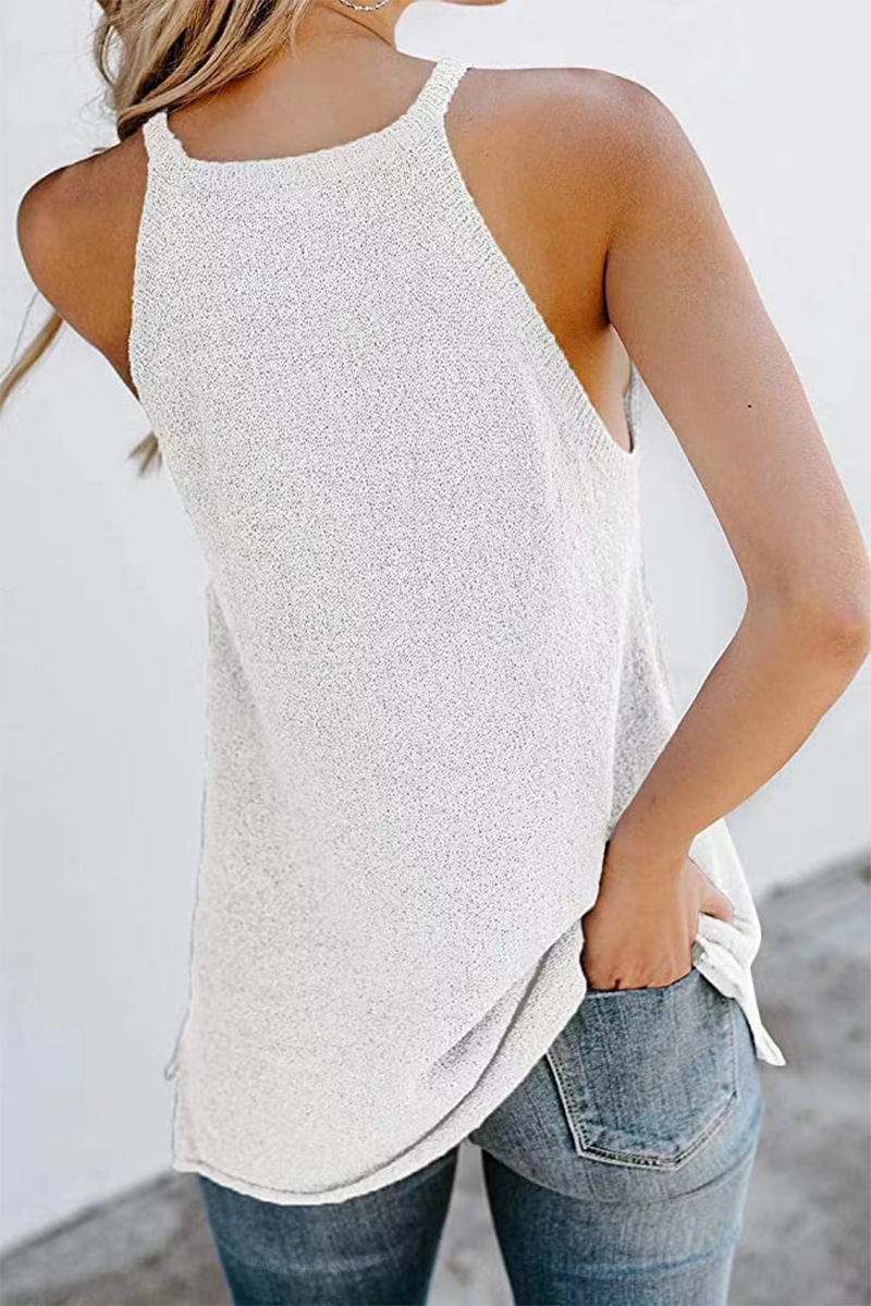 Casual Solid Patchwork Halter Tops