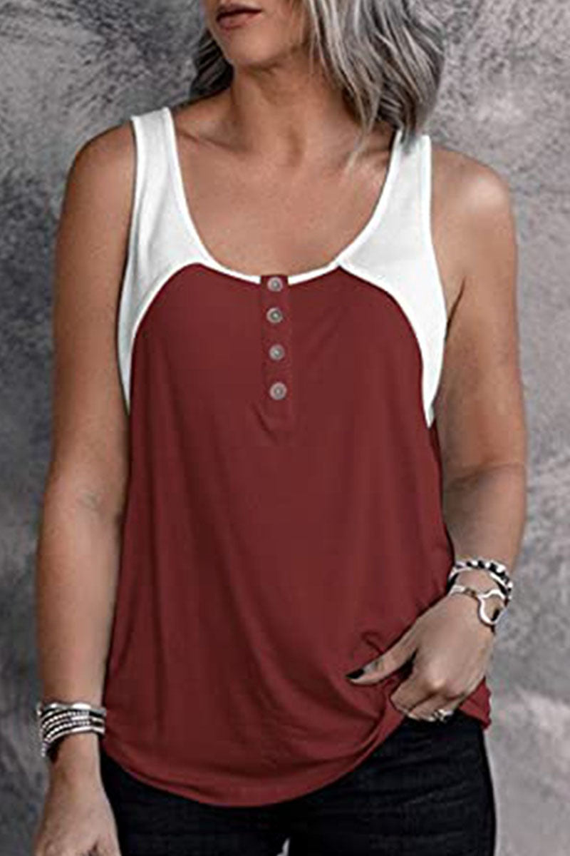 Fashion Casual Solid Split Joint U Neck Tops