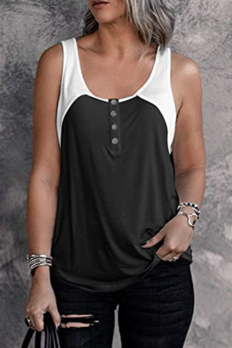 Fashion Casual Solid Split Joint U Neck Tops