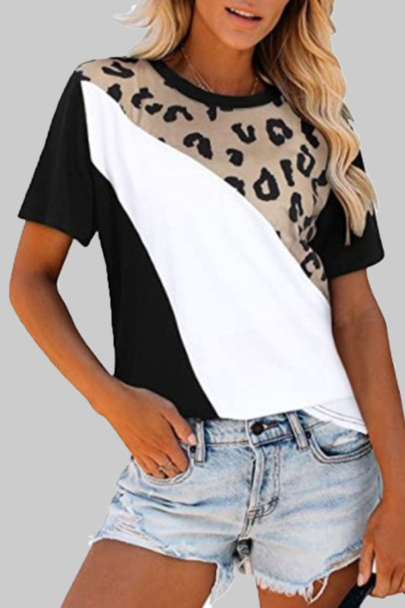 Fashion Casual Solid Split Joint O Neck T-Shirts