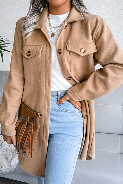 Casual Street Solid Buckle With Belt Turndown Collar Outerwear