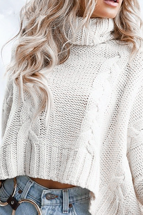 Fashion Casual Solid Split Joint Turtleneck Tops Sweater