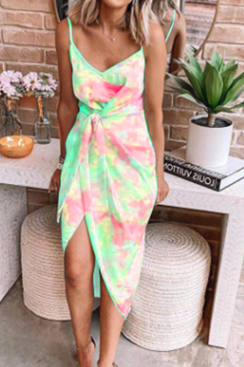 Fashion Casual Print Graffiti V Neck Printed Dress Dresses