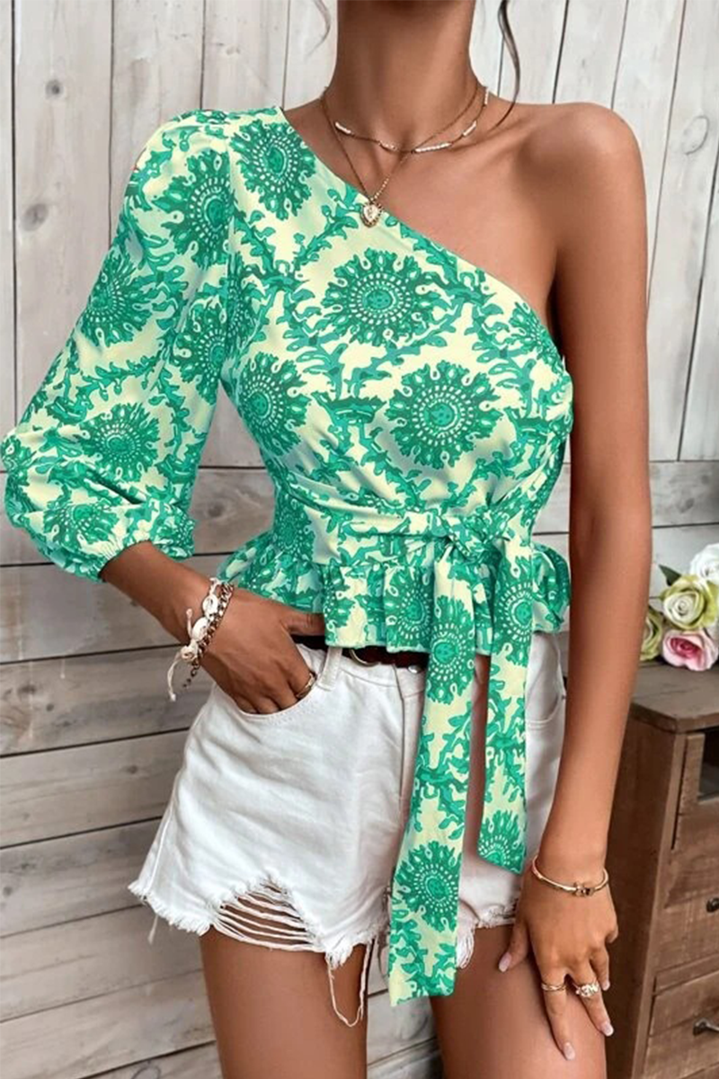 Vacation Print Flounce Tops(4 colors)