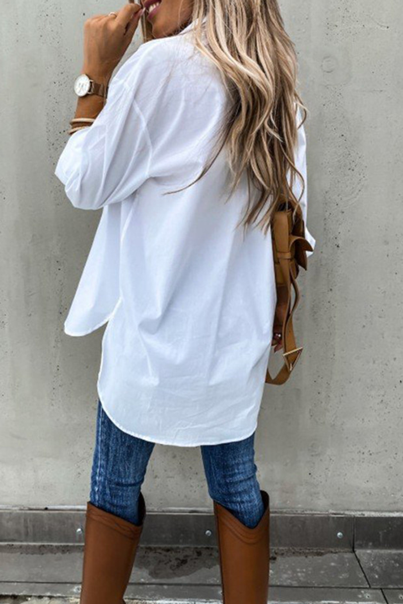 Casual Solid Patchwork Turndown Collar Blouses