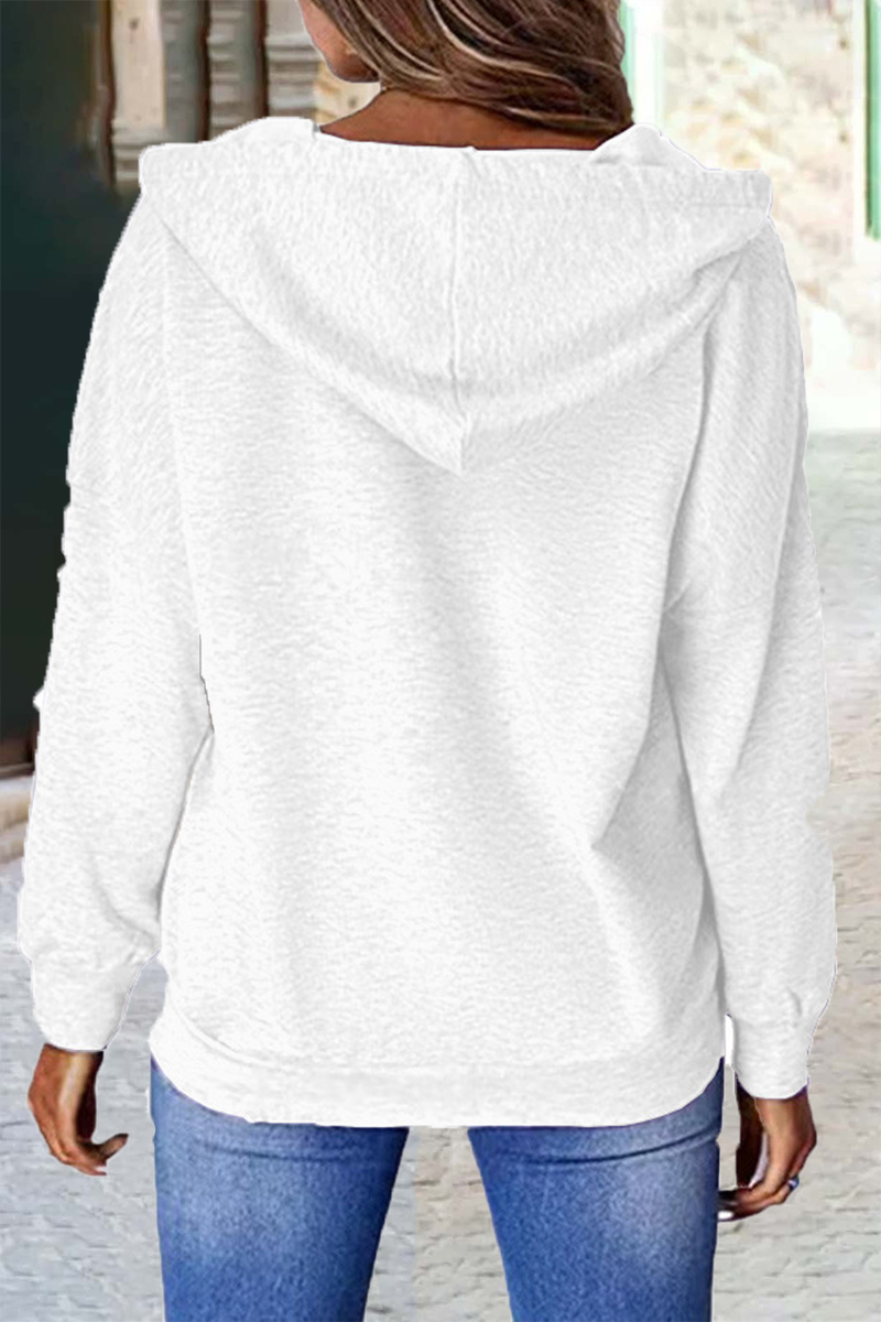 Fashion Casual Print Patchwork Hooded Collar Tops(6 colors)