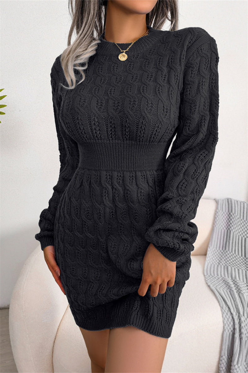 Fashion Casual O Neck Long Sleeve Dresses(3 Colors)