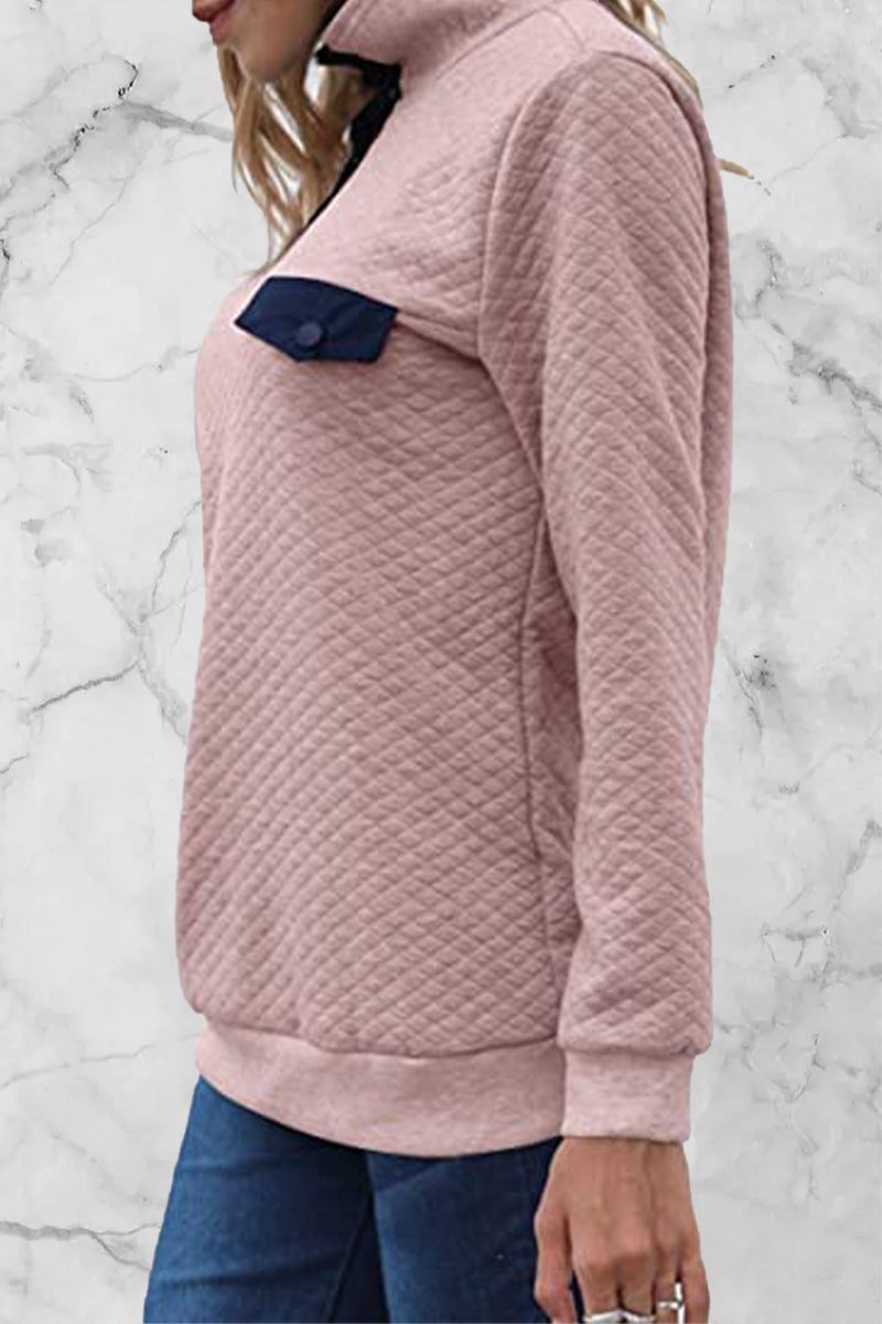 Fashion Casual Solid Patchwork Turtleneck Tops