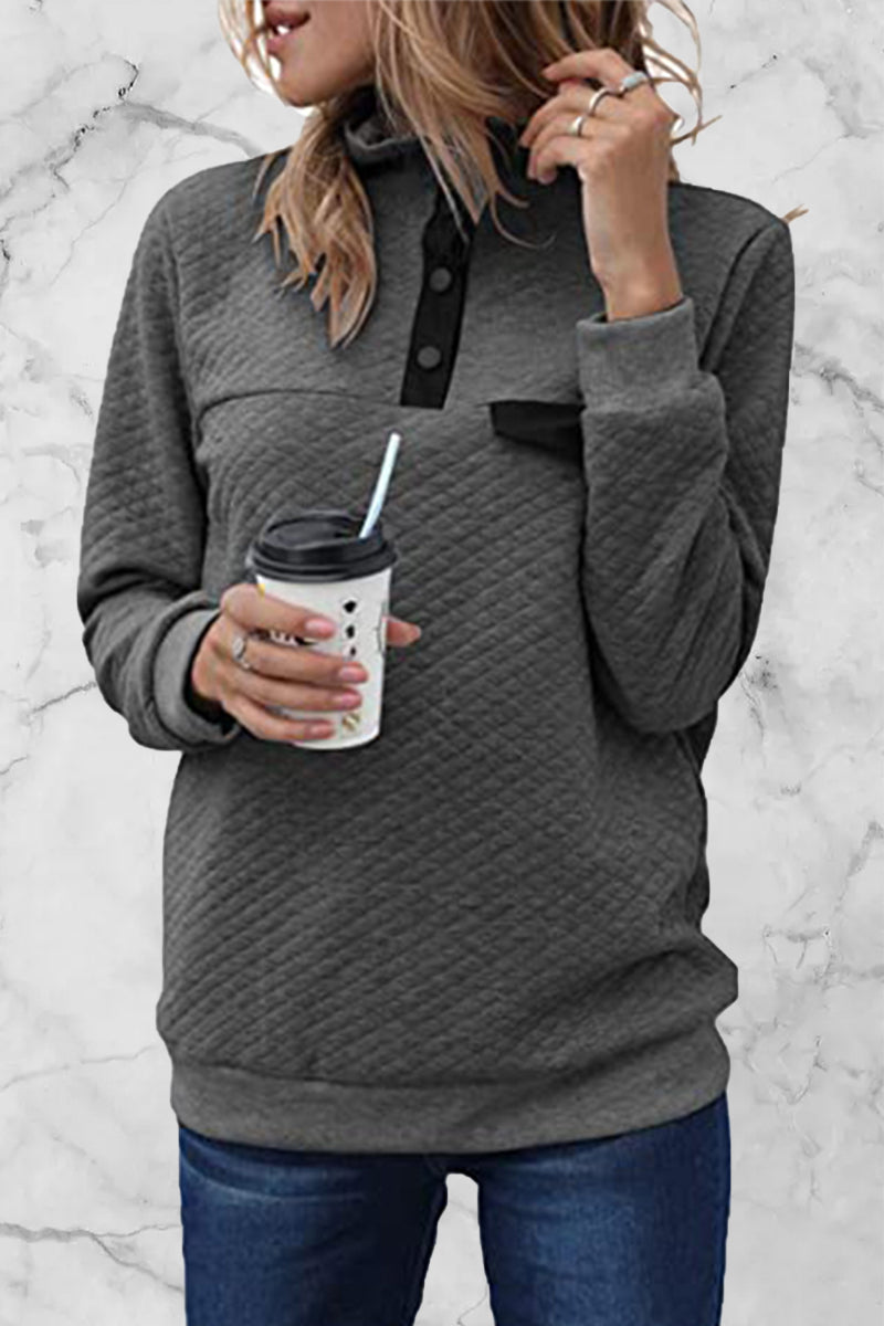 Fashion Casual Solid Patchwork Turtleneck Tops