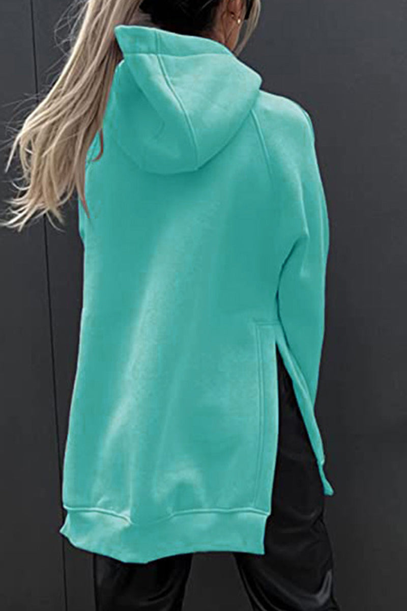 Casual Solid Solid Color Hooded Collar Tops