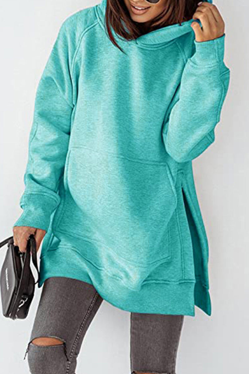 Casual Solid Solid Color Hooded Collar Tops