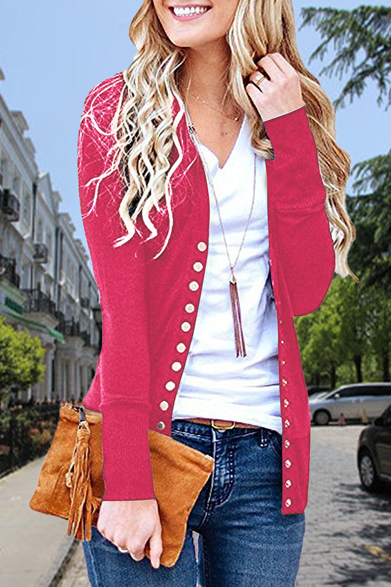 Casual Buttons Solid Color Cardigan(9 Colors)