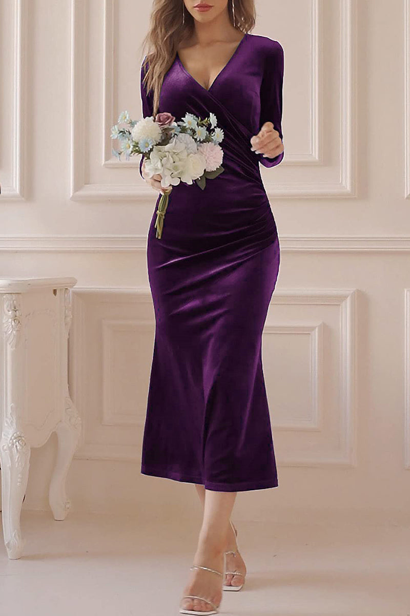 Sweet Elegant Solid Solid Color V Neck Evening Dress Dresses