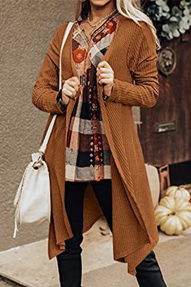 Casual Solid Asymmetrical O Neck Cardigans(8 Colors)