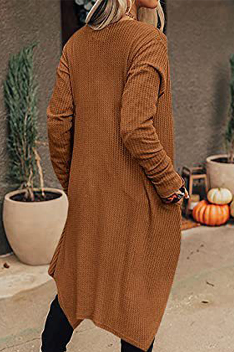 Casual Solid Asymmetrical O Neck Cardigans(8 Colors)