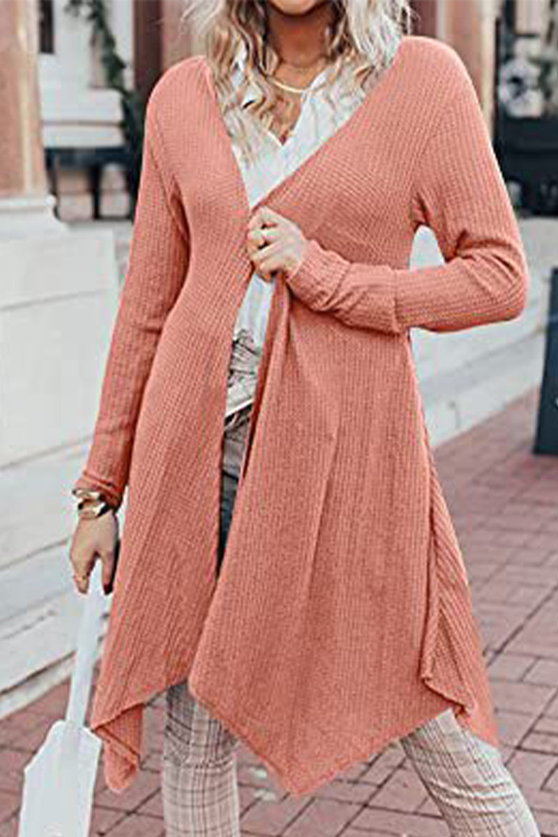 Casual Solid Asymmetrical O Neck Cardigans(8 Colors)