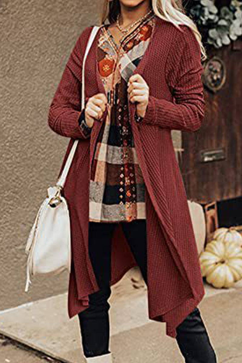 Casual Solid Asymmetrical O Neck Cardigans(8 Colors)