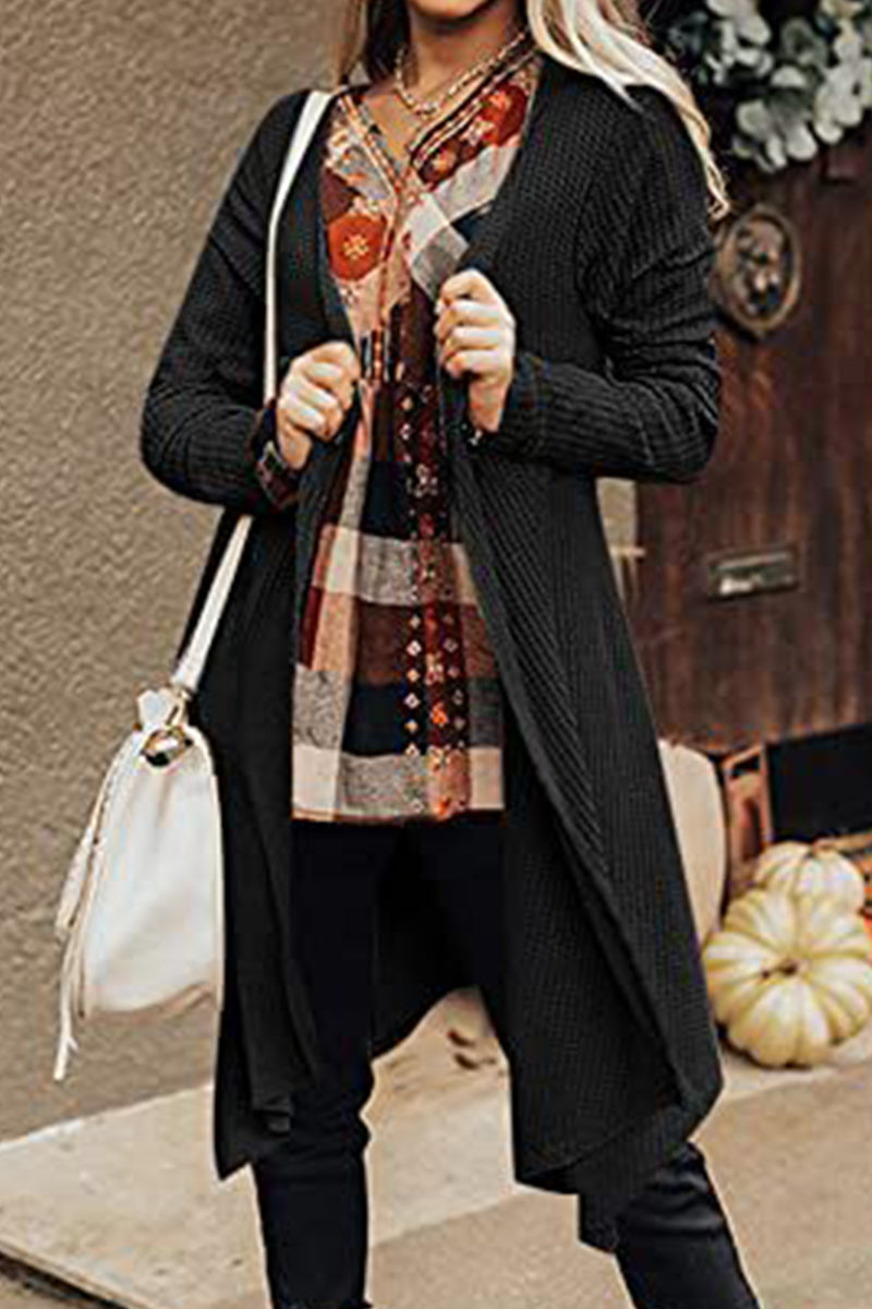 Casual Solid Asymmetrical O Neck Cardigans(8 Colors)