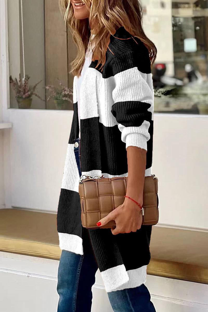 Street Striped Patchwork Cardigan