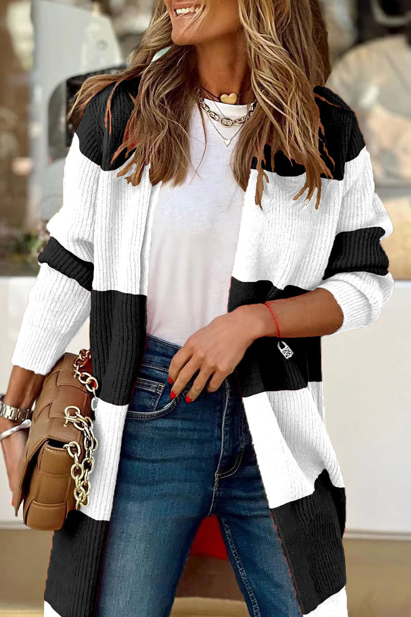 Street Striped Patchwork Cardigan