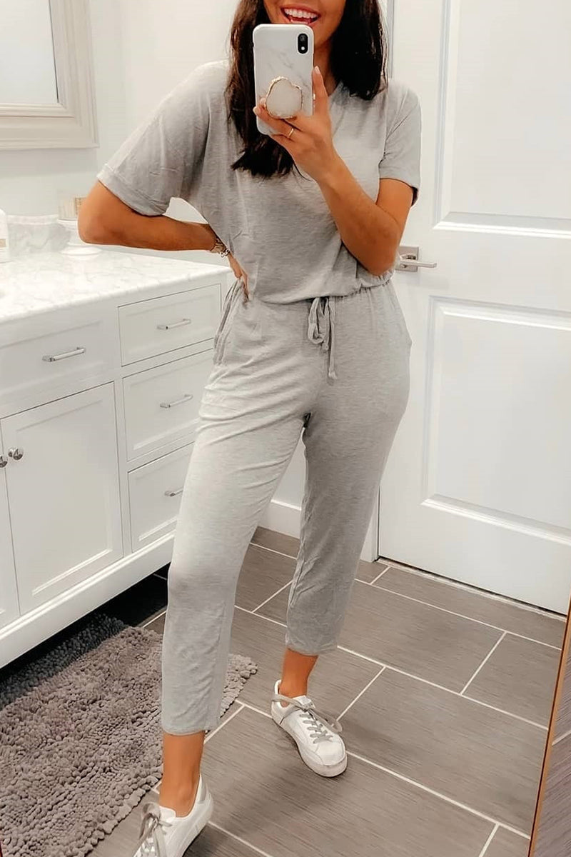 Casual Simplicity Solid Solid Color O Neck Regular Jumpsuits(4 Colors)