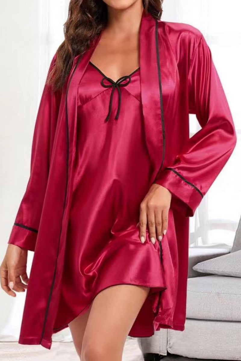 Sexy Living Solid Patchwork Suspender Nightdress Set