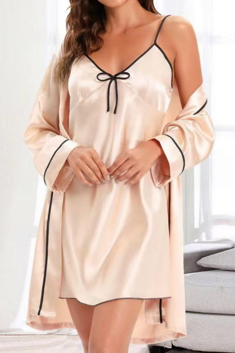 Sexy Living Solid Patchwork Suspender Nightdress Set