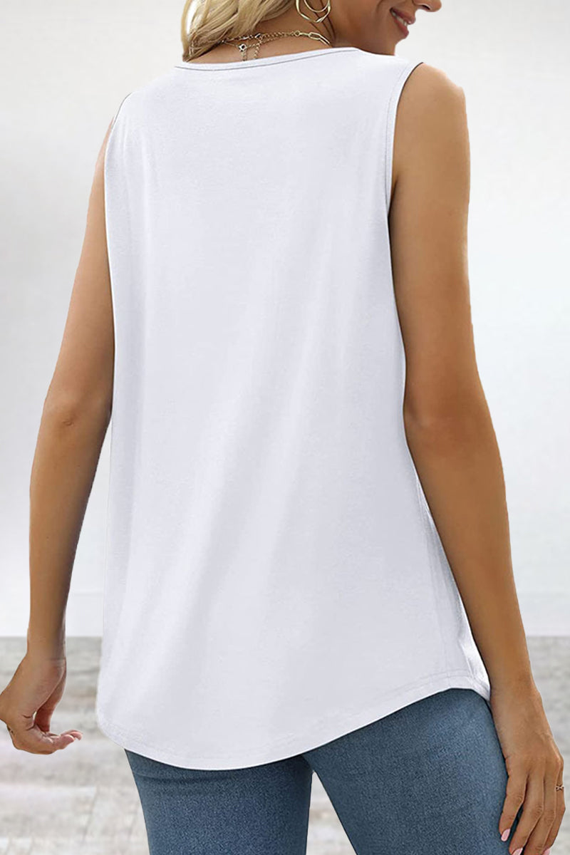 Casual Street Solid Fold Square Collar Tops