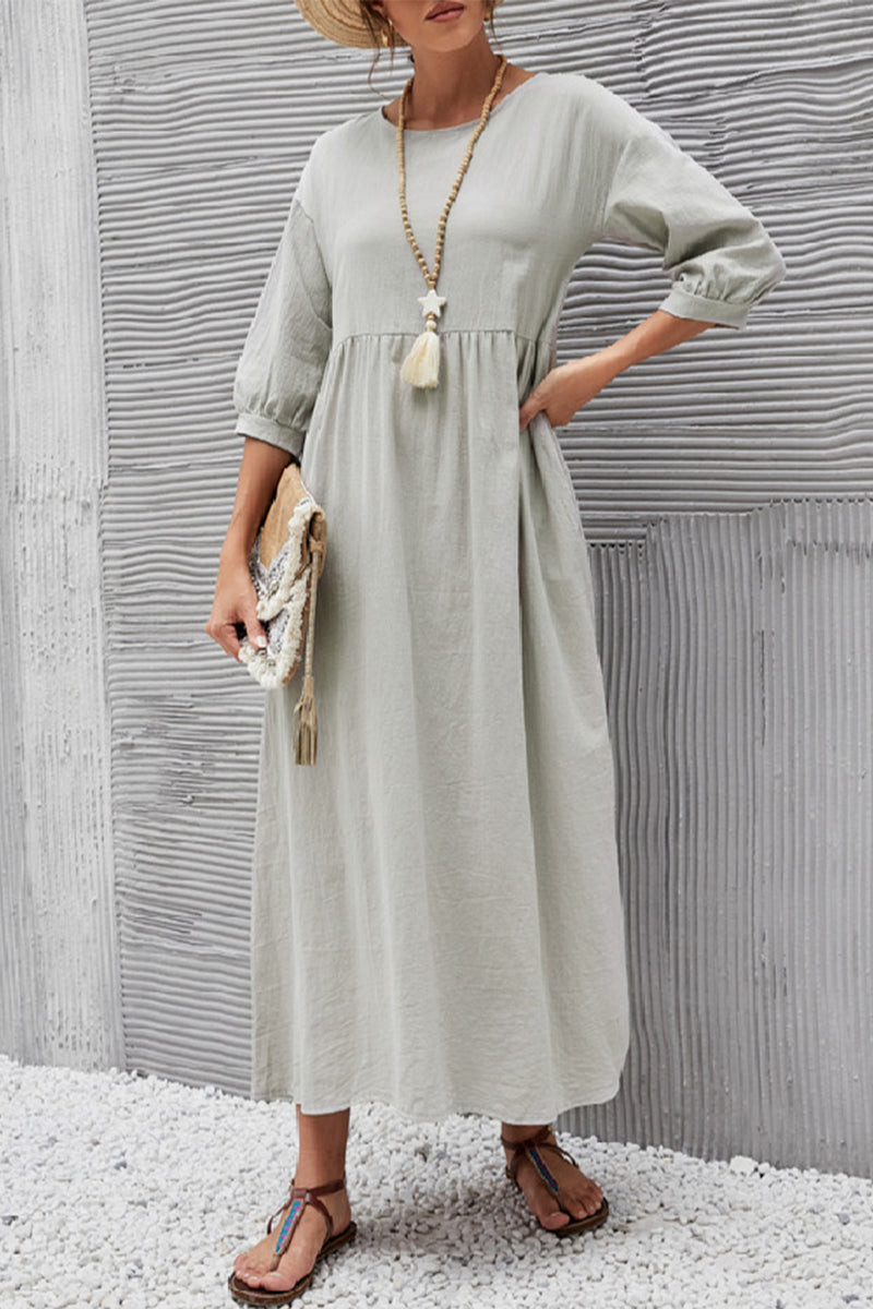 Casual Solid Solid Color O Neck A Line Dresses