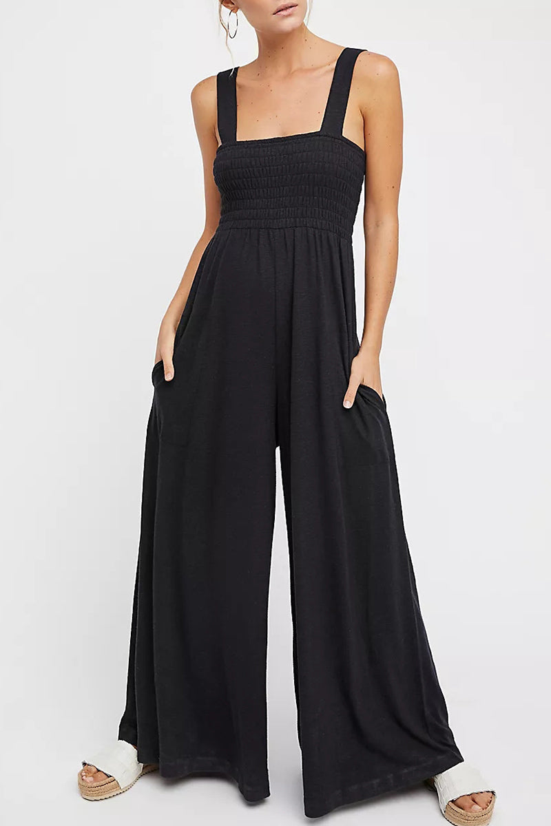 Casual Simplicity Solid Pocket Loose Jumpsuits(5 Colors)