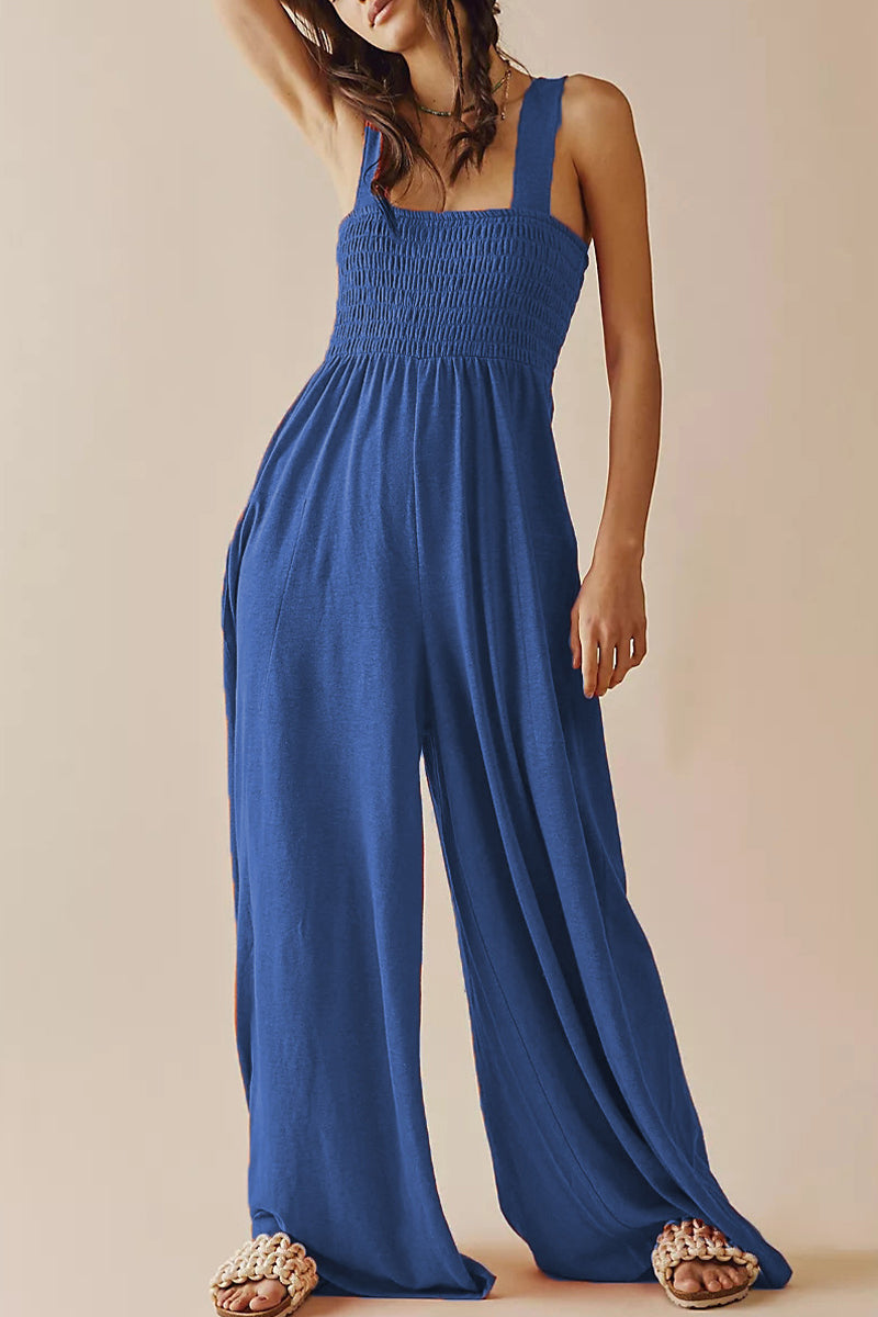 Casual Simplicity Solid Pocket Loose Jumpsuits(5 Colors)