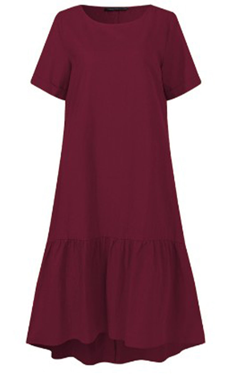 Casual Solid Solid Color O Neck Short Sleeve Dress Dresses(3 Colors)