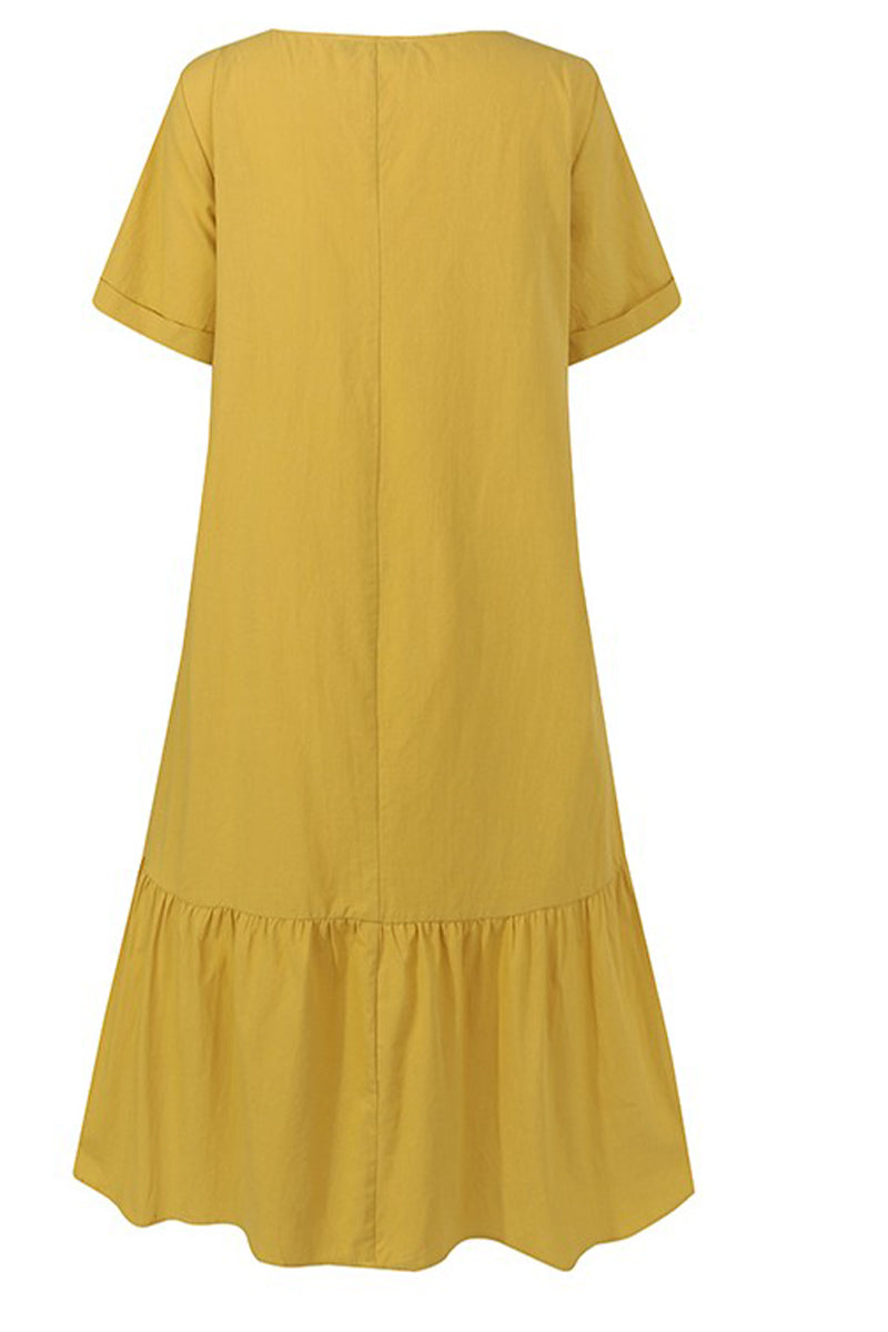 Casual Solid Solid Color O Neck Short Sleeve Dress Dresses(3 Colors)