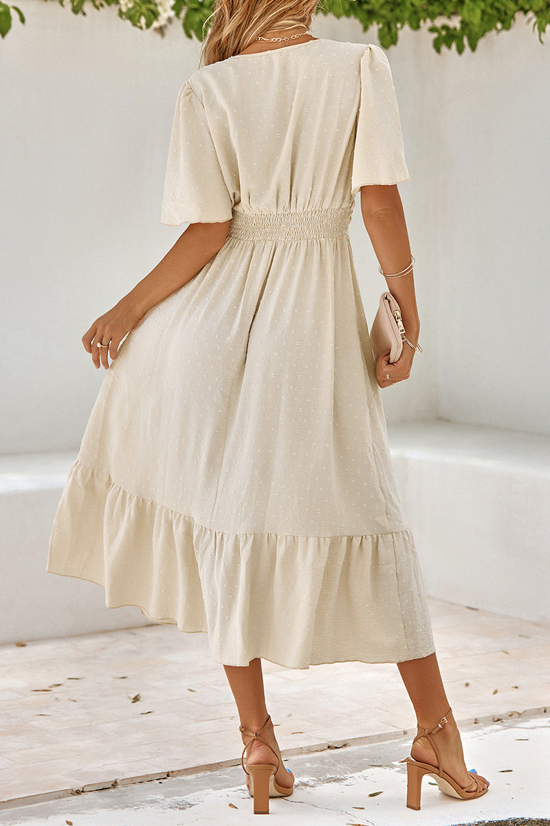 Sweet Elegant Solid Solid Color V Neck A Line Dresses