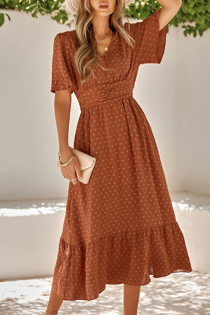 Sweet Elegant Solid Solid Color V Neck A Line Dresses