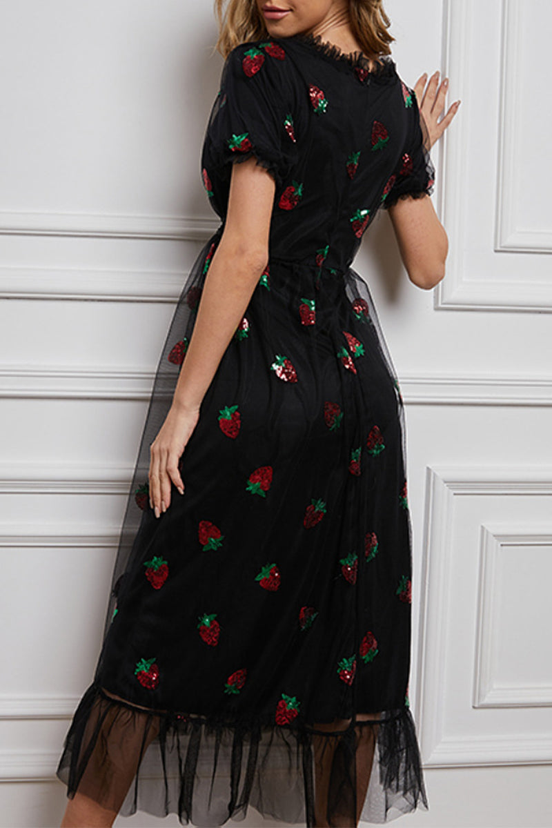 Celebrities Elegant Patchwork Frenulum V Neck A Line Dresses